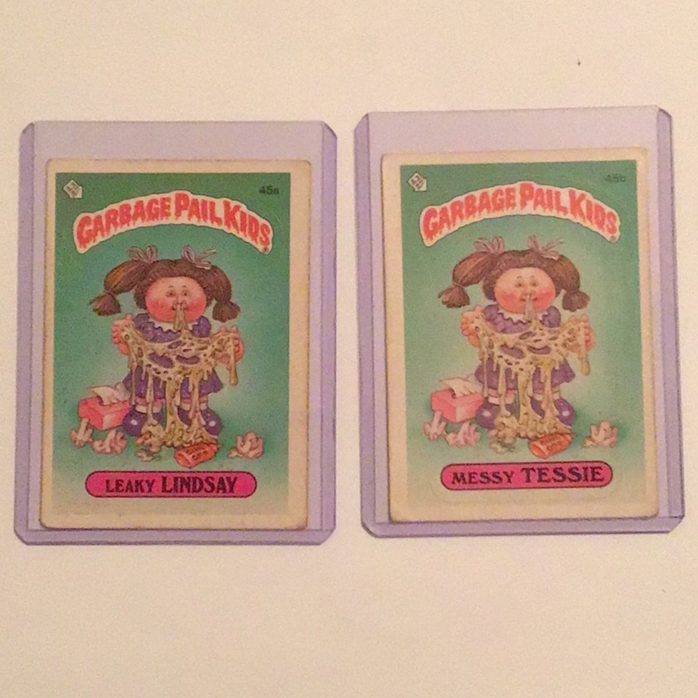 **1985 Garbage Pail Kid LEAKY LINDSAY 45a & MESSY TESSIE 45b